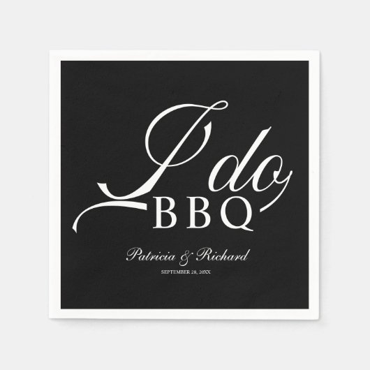 Serviette En Papier Calligraphie I Do BBQ Engagement Party Noir (Devant)