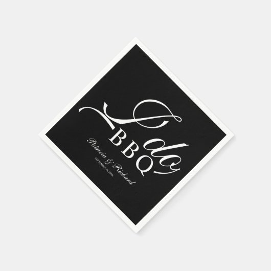 Serviette En Papier Calligraphie I Do BBQ Engagement Party Noir (Coin)