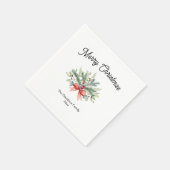 Serviette En Papier Calligraphie Joyeux Noël Famille Verdure (Coin)