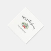 Serviette En Papier Calligraphie Joyeux Noël Verdure Famille Napkin (Coin)