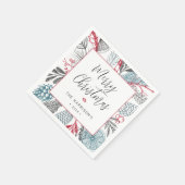 Serviette En Papier Calligraphie lettrage Joyeux Noël Verdure (Coin)