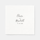 Serviette En Papier Calligraphie Mariage noir et blanc (Devant)