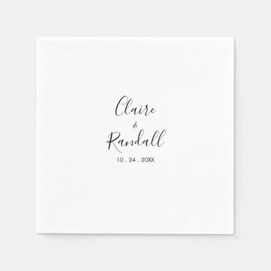 Serviette En Papier Calligraphie Mariage noir et blanc (Devant)