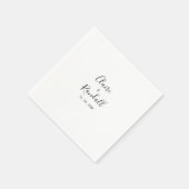 Serviette En Papier Calligraphie Mariage noir et blanc (Coin)