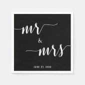Serviette En Papier Calligraphie Mariage noir serviettes (Devant)