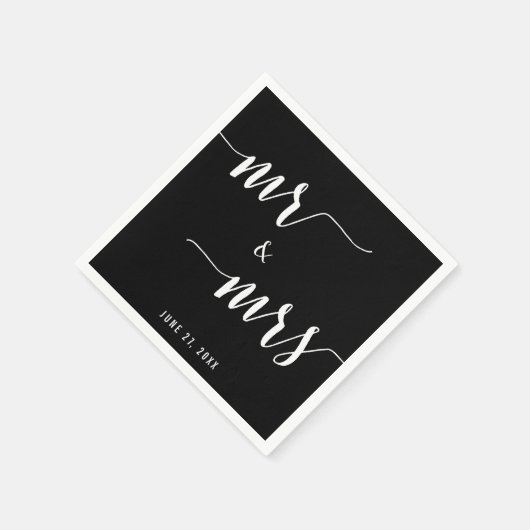 Serviette En Papier Calligraphie Mariage noir serviettes (Coin)