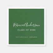 Serviette En Papier Calligraphie minimale moderne - Vert foncé Graduat (Devant)