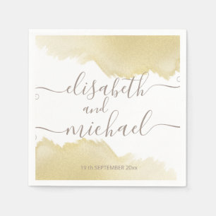 Serviette En Papier Calligraphie minimaliste de trait de brosse d'or