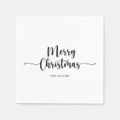 Serviette En Papier Calligraphie minimaliste Joyeux Noël (Devant)