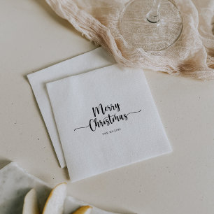 Serviette En Papier Calligraphie minimaliste Joyeux Noël