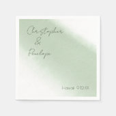 Serviette En Papier Calligraphie Minimaliste Mariage Aquarelle Sauge (Devant)