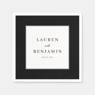 Serviette En Papier Calligraphie minimaliste noire élégante