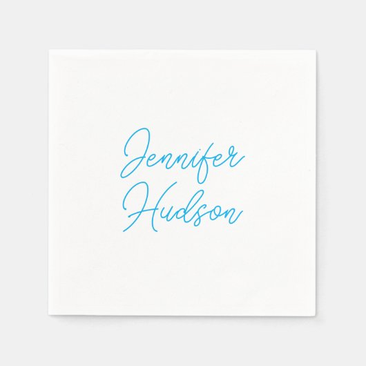 Serviette En Papier Calligraphie minimaliste professionnelle bleu azur (Devant)