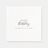Serviette En Papier Calligraphie minimaliste simple fête d'anniversair (Devant)