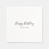 Serviette En Papier Calligraphie minimaliste simple Joyeux anniversair (Devant)