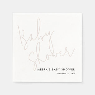 Serviette En Papier Calligraphie moderne Dusty Baby shower rose
