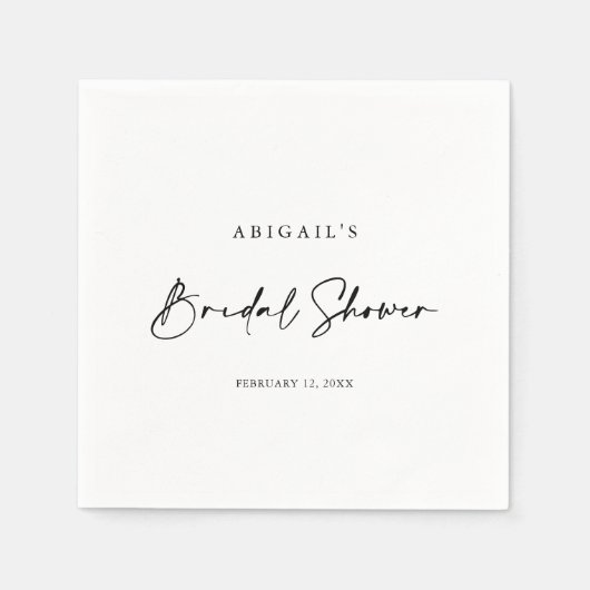 Serviette En Papier Calligraphie Moderne Fête des mariées élégante (Devant)
