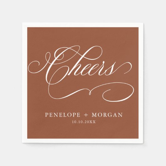 Serviette En Papier Calligraphie moderne intemporelle Terracotta maria (Devant)