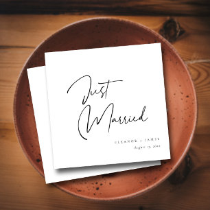 Serviette En Papier Calligraphie Moderne Juste Mariés : Personnalisé
