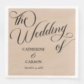 Serviette En Papier Calligraphie moderne Mariage beige (Devant)