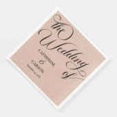 Serviette En Papier Calligraphie moderne Mariage beige (Coin)