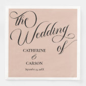 Serviette En Papier Calligraphie moderne Mariage beige (Devant)