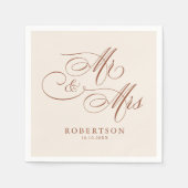 Serviette En Papier Calligraphie moderne mariage en terre cuite intemp (Devant)