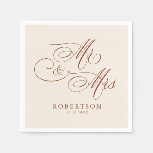 Serviette En Papier Calligraphie moderne mariage en terre cuite intemp (Devant)