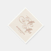 Serviette En Papier Calligraphie moderne mariage en terre cuite intemp (Coin)