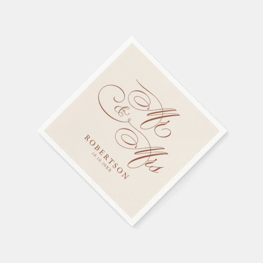 Serviette En Papier Calligraphie moderne mariage en terre cuite intemp (Coin)