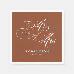 Serviette En Papier Calligraphie moderne mariage en terre cuite intemp