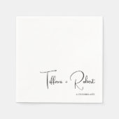 Serviette En Papier Calligraphie moderne Mariage noir et blanc (Devant)