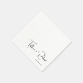 Serviette En Papier Calligraphie moderne Mariage noir et blanc (Coin)