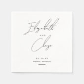 Serviette En Papier Calligraphie moderne Noms Mariage élégant (Devant)