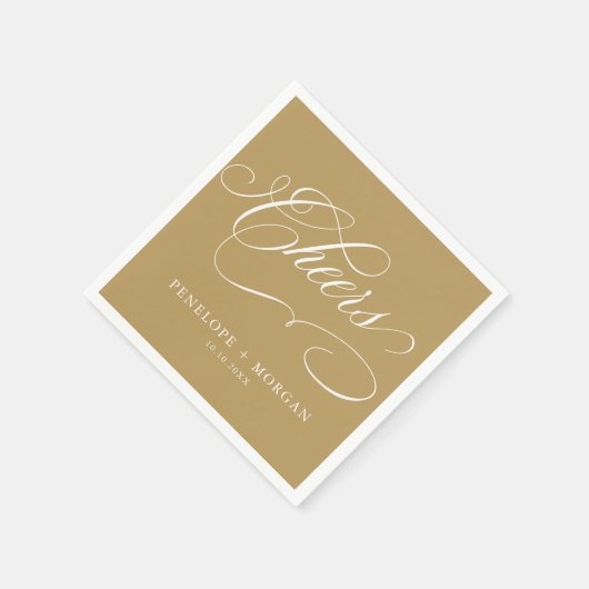 Serviette En Papier Calligraphie moderne or intemporel et mariage blan (Coin)