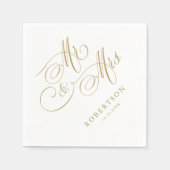 Serviette En Papier Calligraphie moderne or intemporel et mariage blan (Devant)