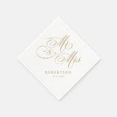 Serviette En Papier Calligraphie moderne or intemporel et mariage blan (Coin)