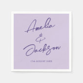 Serviette En Papier Calligraphie moderne Purple Lilac Mariage (Devant)