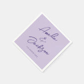 Serviette En Papier Calligraphie moderne Purple Lilac Mariage (Coin)