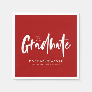Serviette En Papier Calligraphie moderne Red Graduation Party