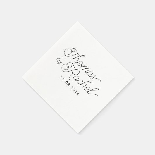 Serviette En Papier Calligraphie moderne Script Mariage Réception Napk (Coin)