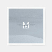 Serviette En Papier Calligraphie Monogramme Mariage Dusty Blue ID771 (Devant)