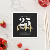 Serviette En Papier Calligraphie Or moderne Photo Graduation Noire (En situation)