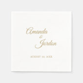 Serviette En Papier Calligraphie Or Simple Cocktail Napkin (Devant)