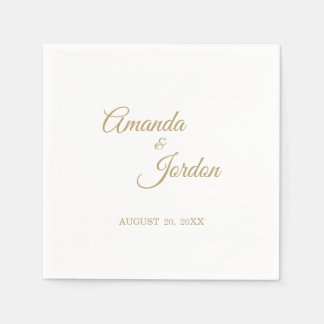 Serviette En Papier Calligraphie Or Simple Cocktail Napkin