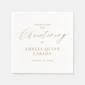 Serviette En Papier Calligraphie Or Simple Elegant Script Christening (Devant)