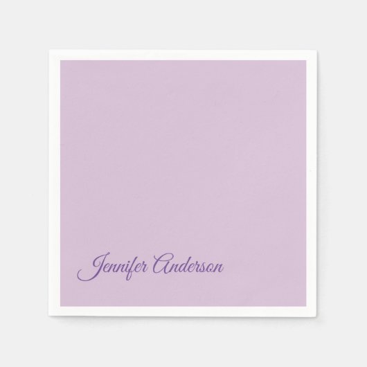 Serviette En Papier Calligraphie Pastel Thistle Rose Nom personnalisé (Devant)