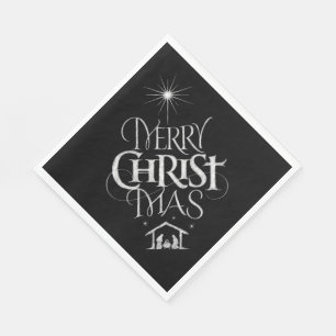 Serviette En Papier Calligraphie religieuse de tableau de Joyeux Noël
