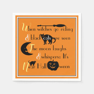 Serviette En Papier Calligraphie rétro Poème traditionnel d'Halloween