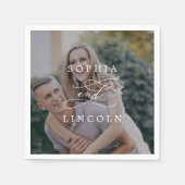 Serviette En Papier Calligraphie romantique Dark Photo Mariage Napkin (Devant)